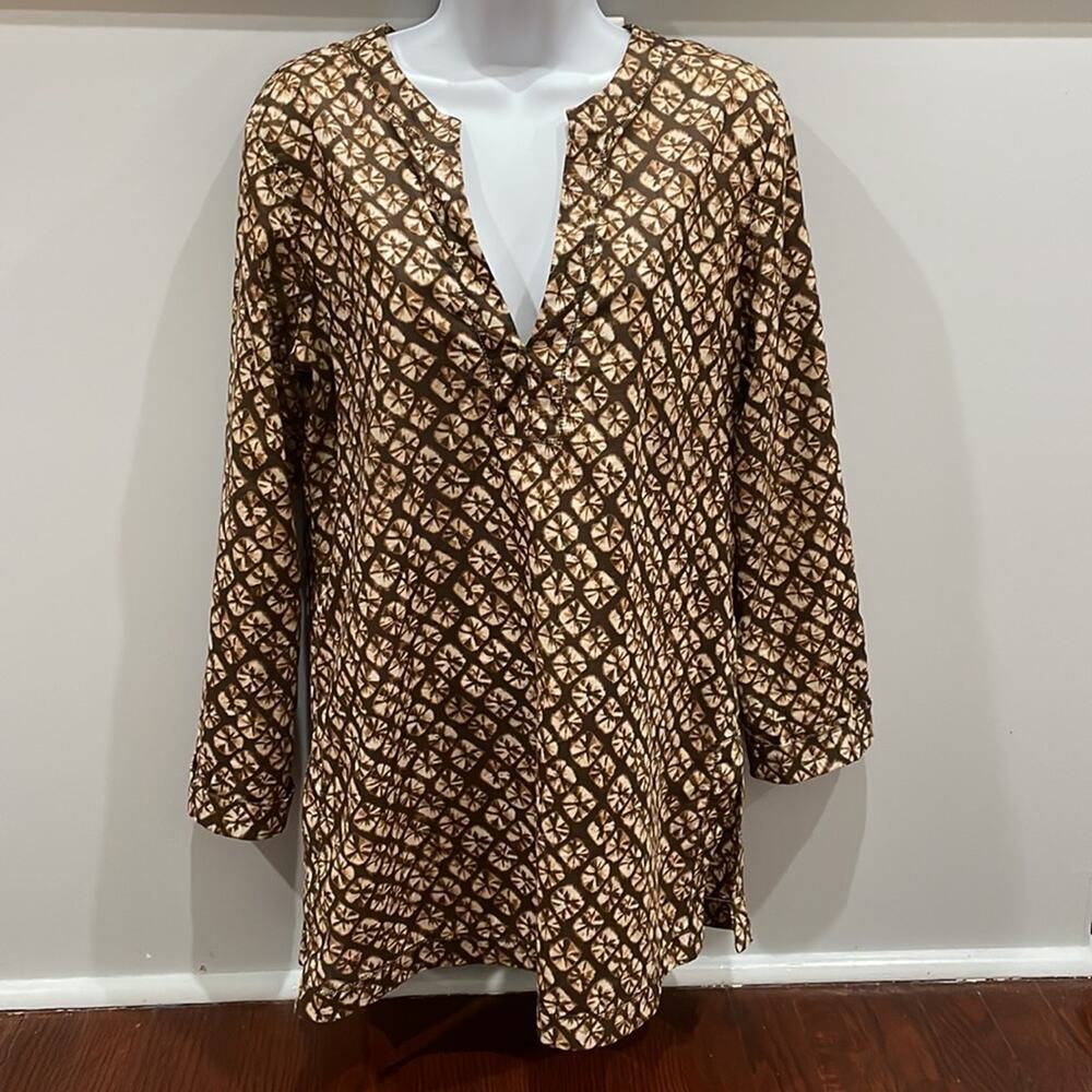 MICHAEL Michael Kors Longline Tunic Brown Printer Longsleeves